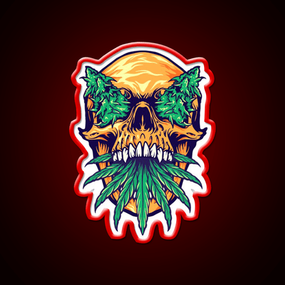 Skull Weed Hemp Inspired Green Leaf Led Neon Sign Rgb Color - Shineneon