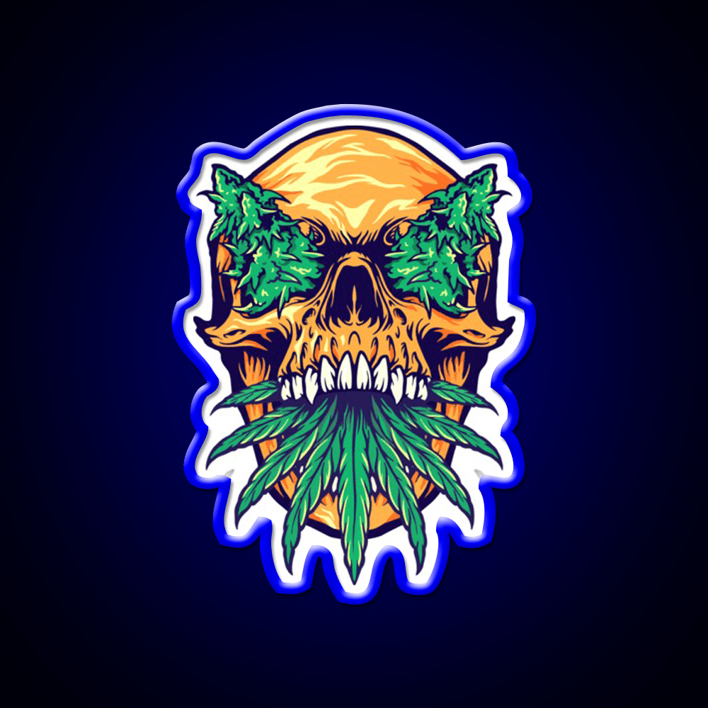 Skull Weed Hemp Inspired Green Leaf Led Neon Sign Rgb Color - Shineneon