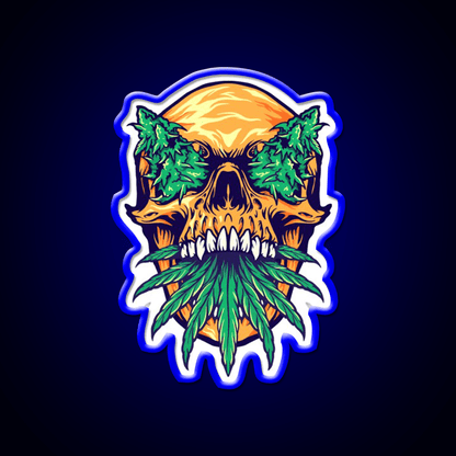 Skull Weed Hemp Inspired Green Leaf Led Neon Sign Rgb Color - Shineneon