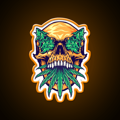 Skull Weed Hemp Inspired Green Leaf Led Neon Sign Rgb Color - Shineneon