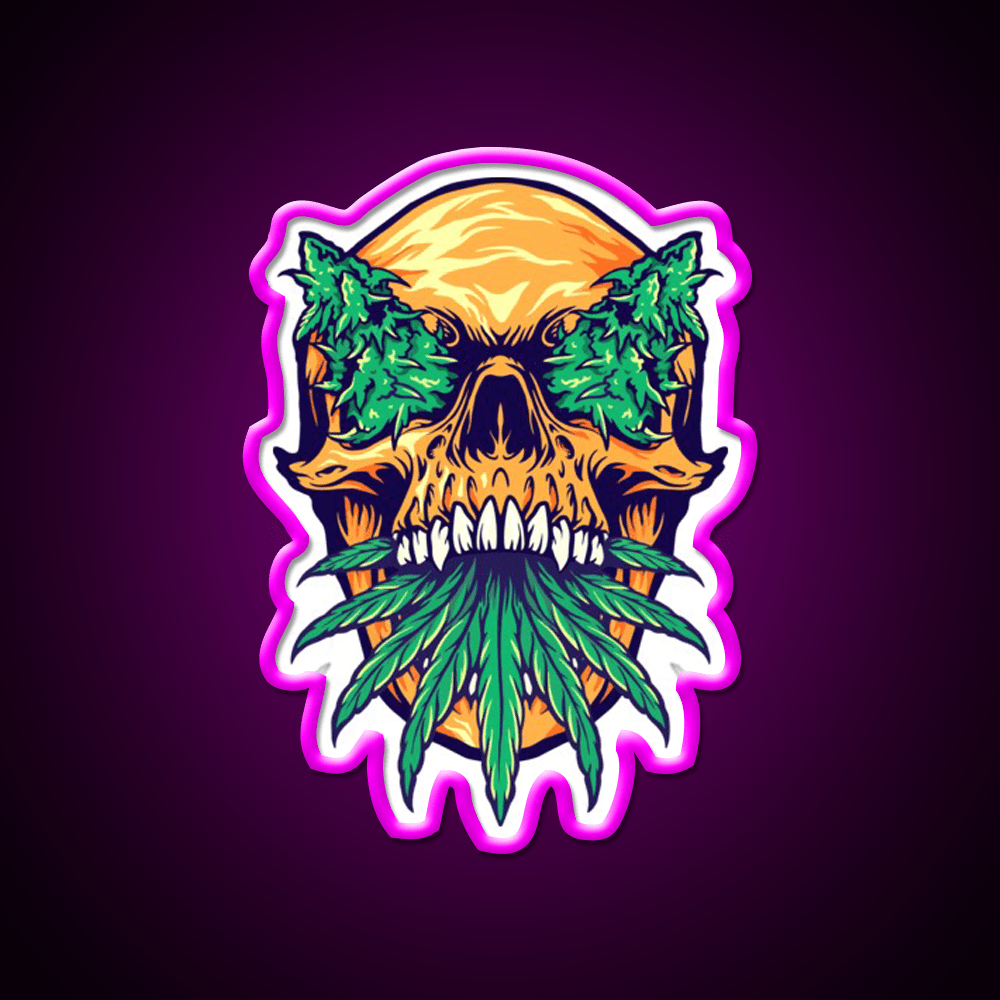 Skull Weed Hemp Inspired Green Leaf Led Neon Sign Rgb Color - Shineneon
