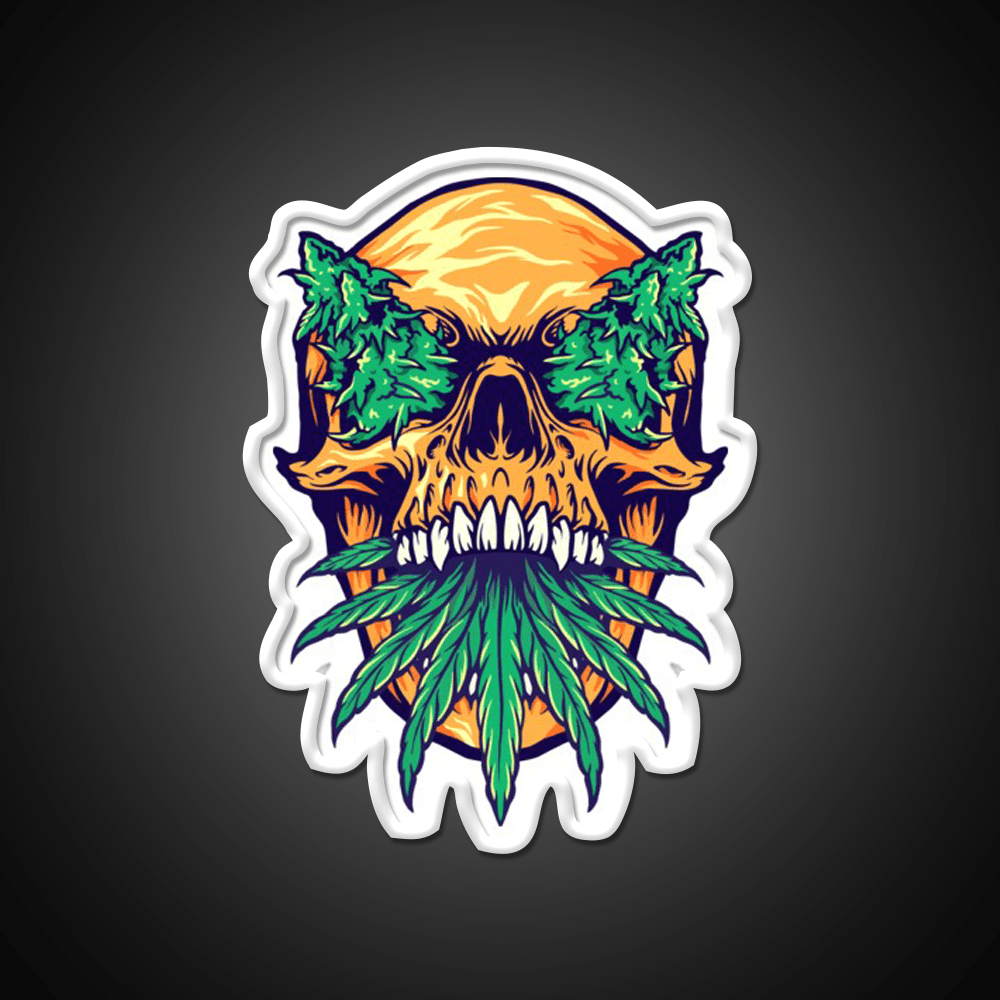 Skull Weed Hemp Inspired Green Leaf Led Neon Sign Rgb Color - Shineneon
