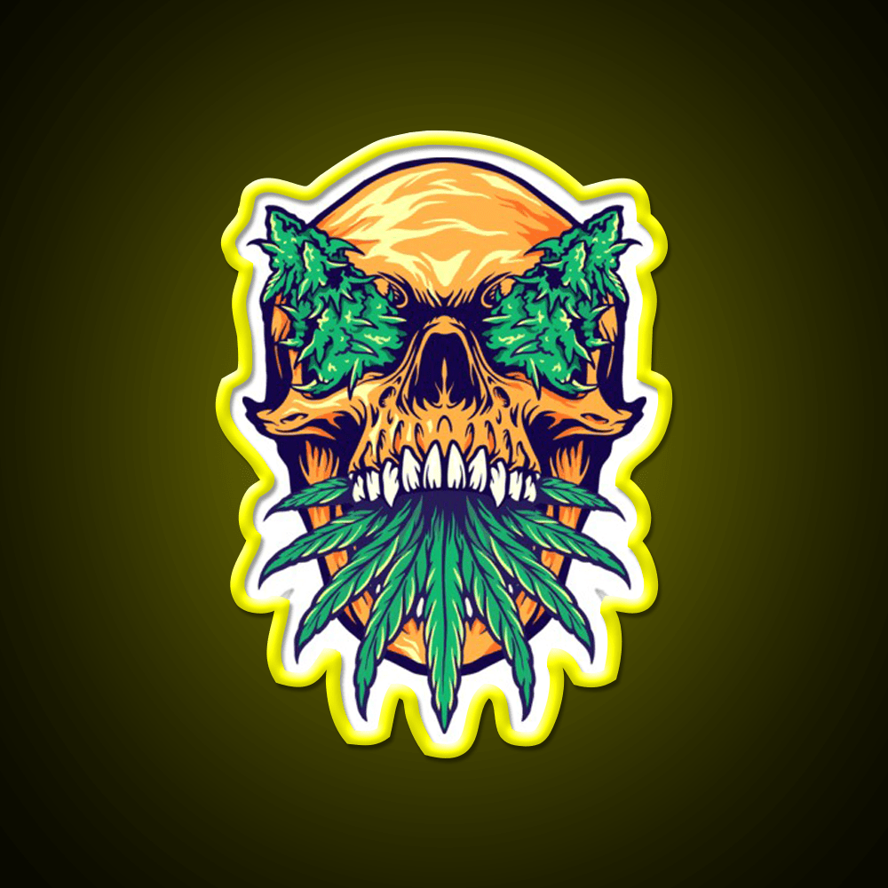 Skull Weed Hemp Inspired Green Leaf Led Neon Sign Rgb Color - Shineneon