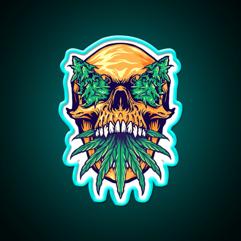 Skull Weed Hemp Inspired Green Leaf Led Neon Sign Rgb Color - Shineneon