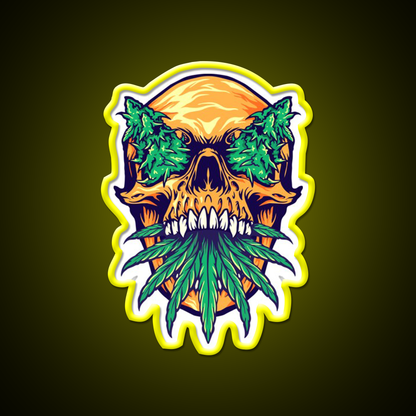 Skull Weed Hemp Inspired Green Leaf Led Neon Sign Rgb Color - LED neon sign view 7