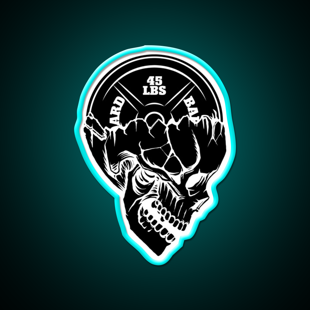 Skull Weight Plate Powerlifting Crossfit Gym Fitness Led Neon Sign Rgb Color