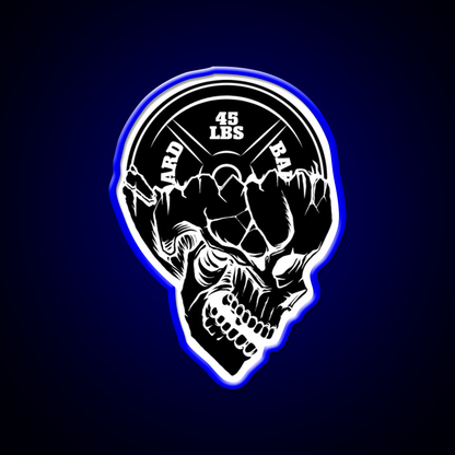 Skull Weight Plate Powerlifting Crossfit Gym Fitness Led Neon Sign Rgb Color