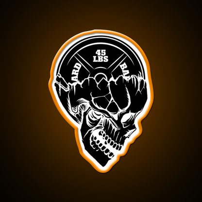 Skull Weight Plate Powerlifting Crossfit Gym Fitness Led Neon Sign Rgb Color