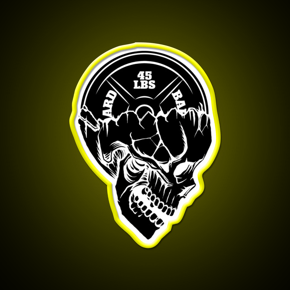 Skull Weight Plate Powerlifting Crossfit Gym Fitness Led Neon Sign Rgb Color