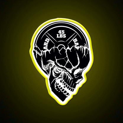 Skull Weight Plate Powerlifting Crossfit Gym Fitness Led Neon Sign Rgb Color