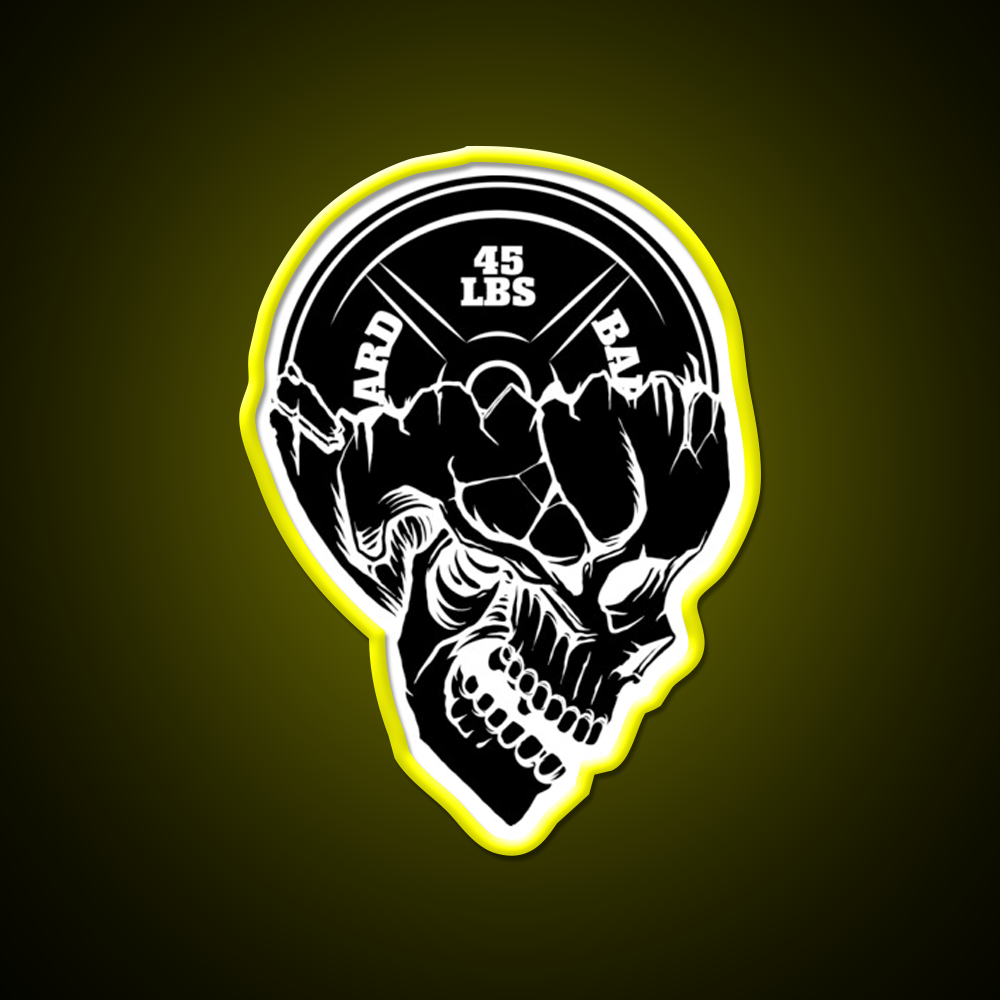 Skull Weight Plate Powerlifting Crossfit Gym Fitness Led Neon Sign Rgb Color