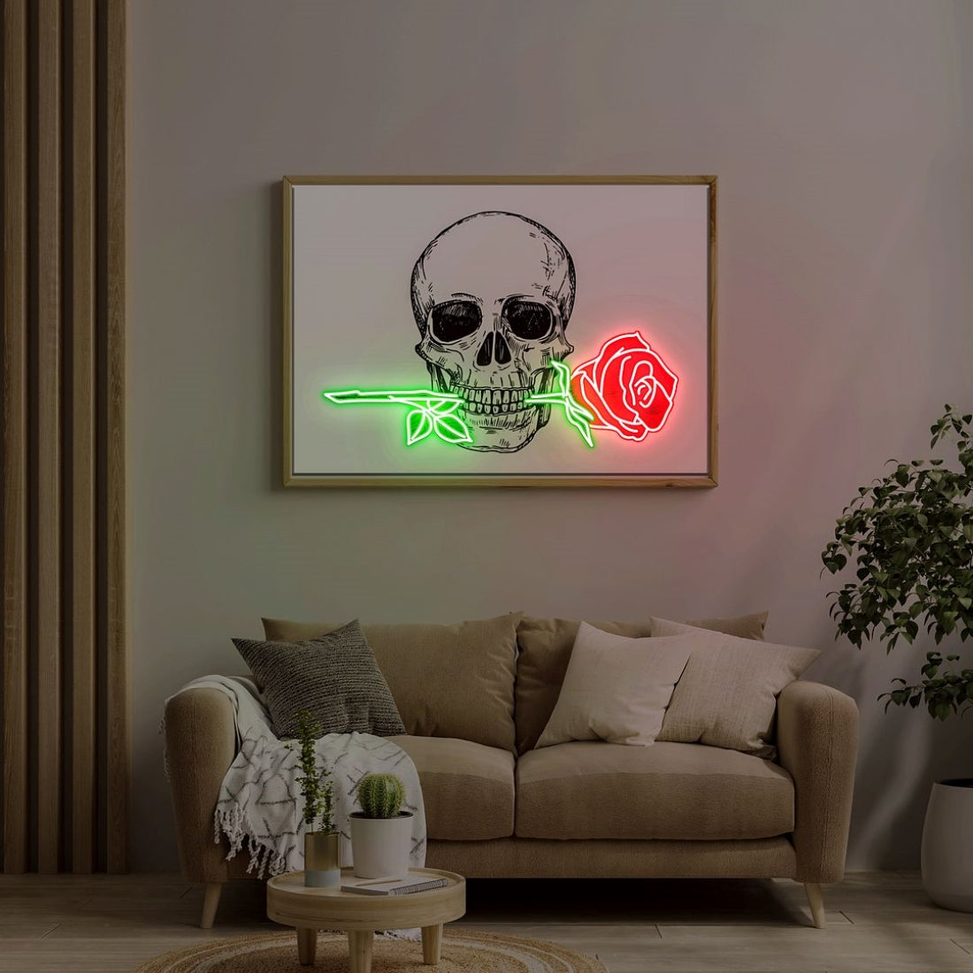 Skull With A Rose Led Sign Business Neon Sign