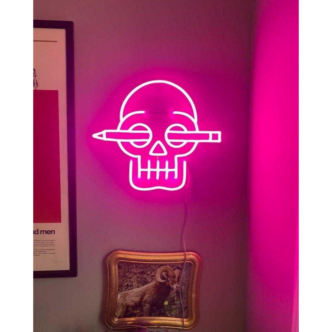 Skull With Pencil Led Sign Business Neon Sign