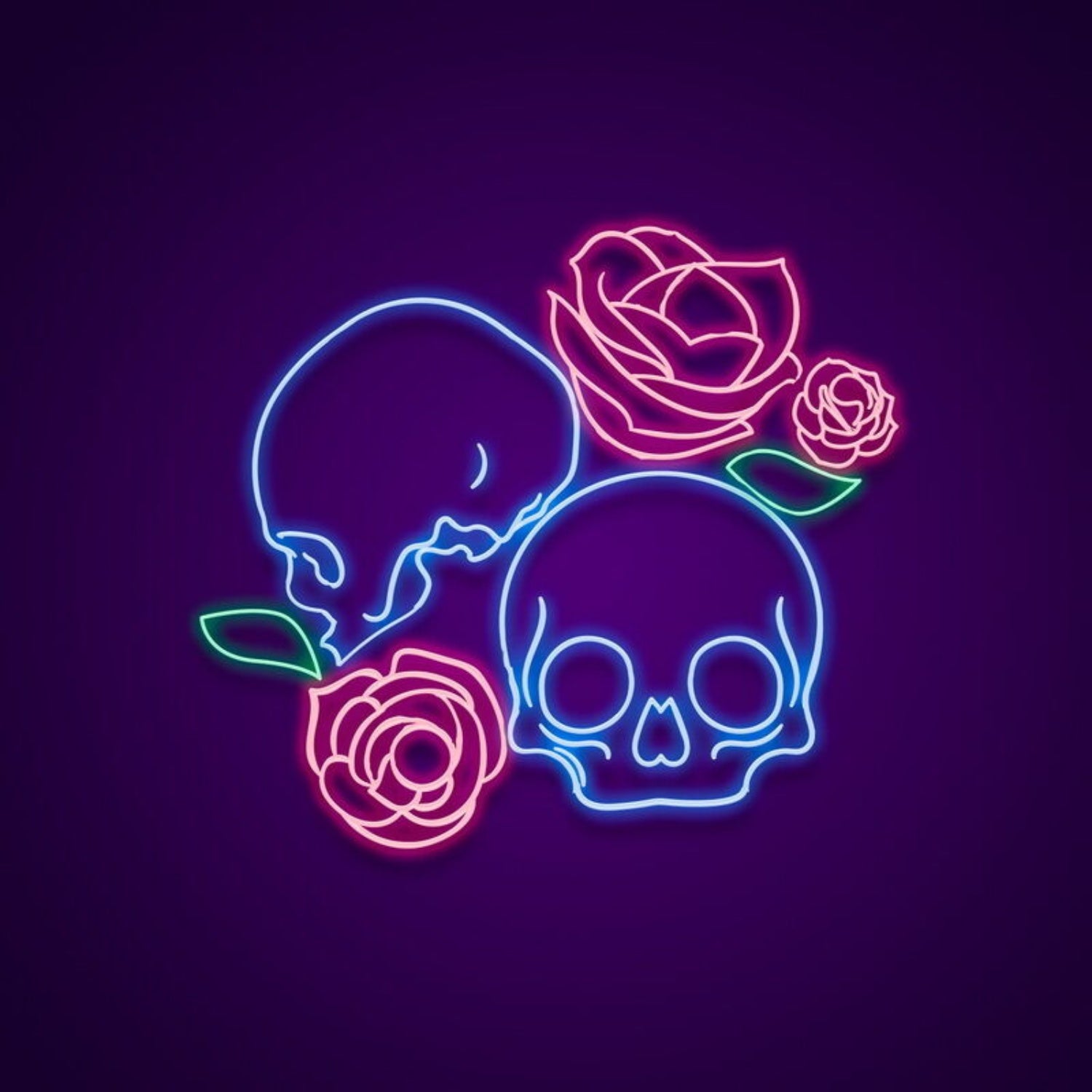 Skull With Roses Neon Sign Add An Edgy Touch To Your Decor | Shineneon
