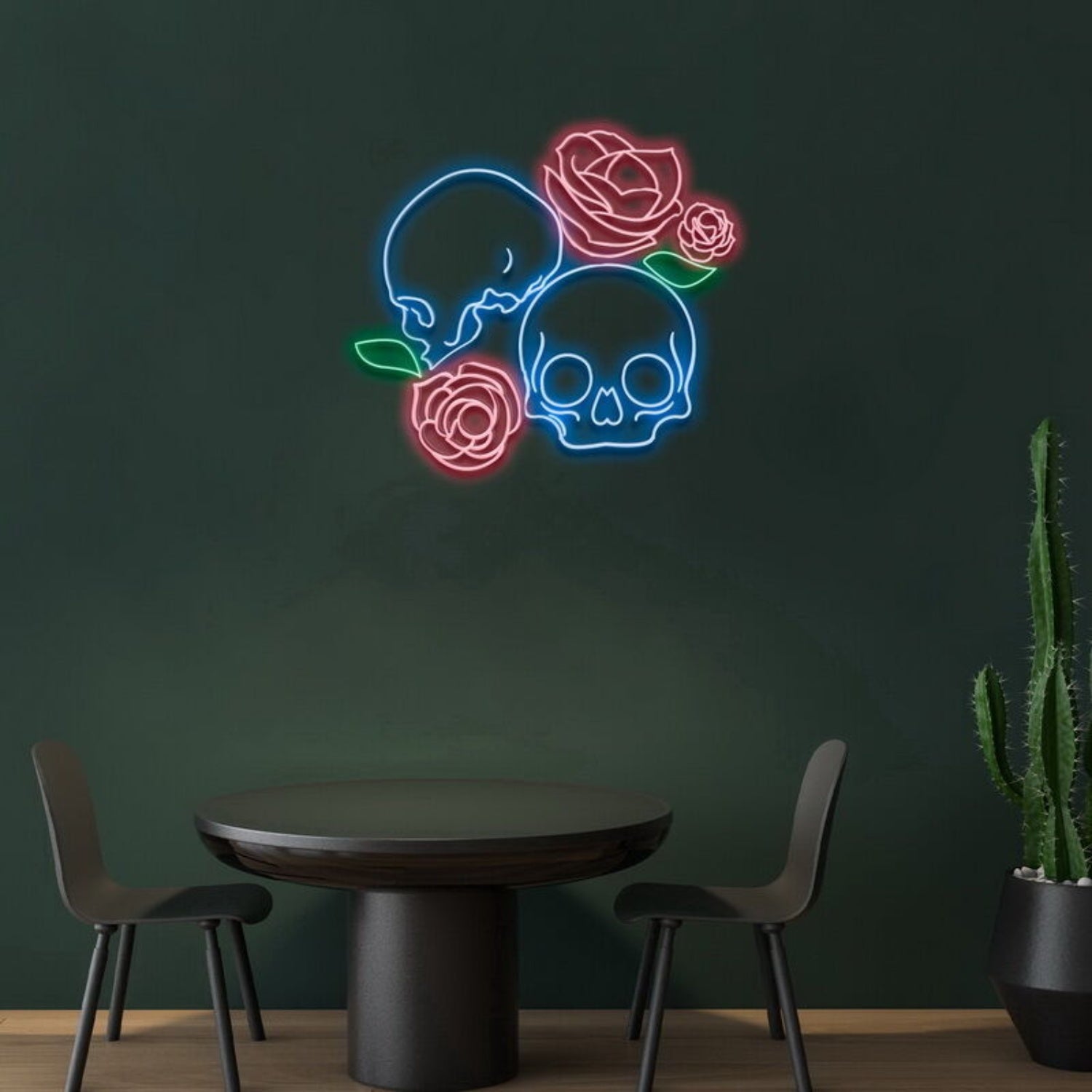 Skull With Roses Neon Sign Add An Edgy Touch To Your Decor | Shineneon