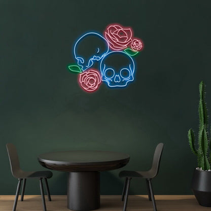 Skull With Roses Neon Sign Add An Edgy Touch To Your Decor | Shineneon
