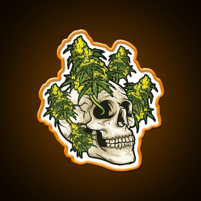 Skull With Weed Growing Out Of It Hemp Inspired Green Leaf Led Neon Sign Rgb Color - Shineneon