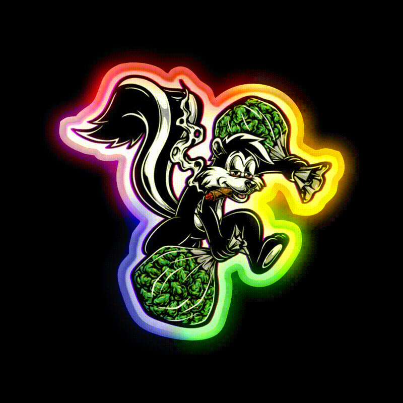 Skunk Weed Hemp Inspired Green Leaf Led Neon Sign Rgb Color - LED neon sign close-up detail
