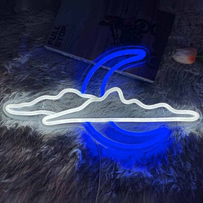 Sky Clouds Crescent Moon Decorating Led Neon Signs - Shineneon