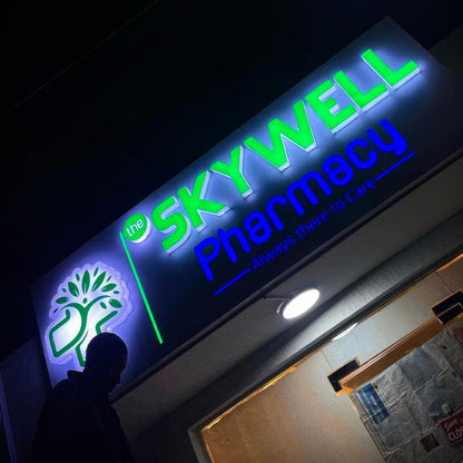 Skywell Pharmacy With Logo 3D Frontlit Letters Metal Led Sign