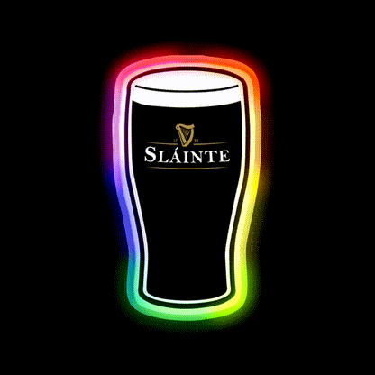 Slainte Irish Drink Beer Bar Decor Led Neon Sign Rgb Color - LED neon sign close-up detail