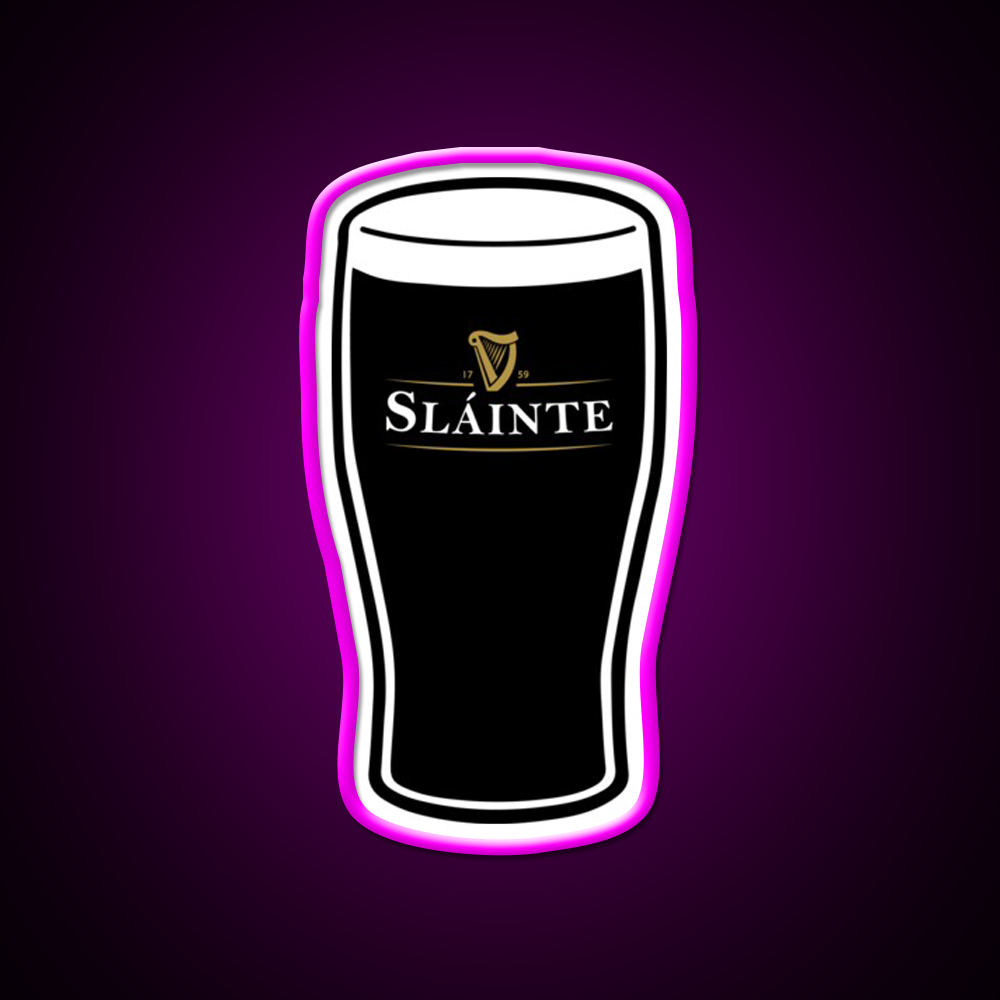 Slainte Irish Drink Beer Bar Decor Led Neon Sign Rgb Color - Neon sign mounted on wall in room
