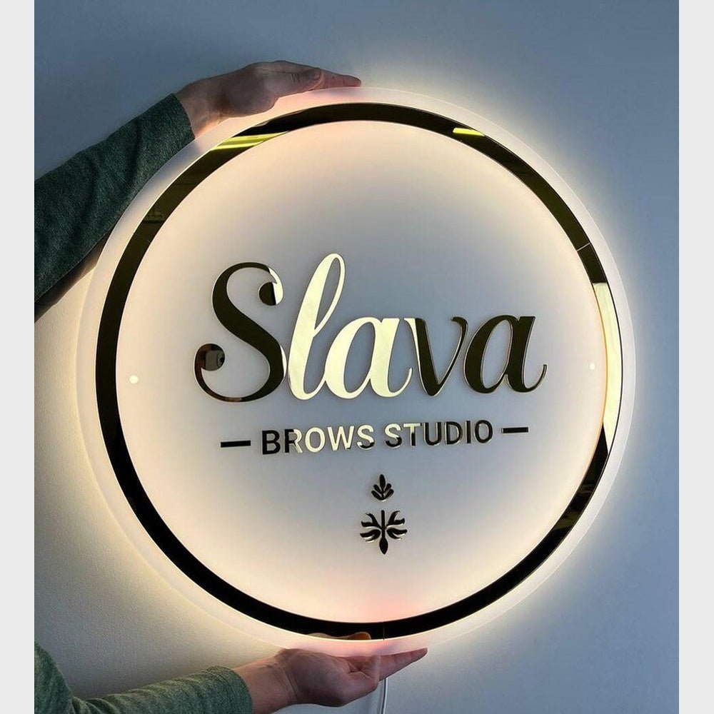 Slava Brows Studio Acrylic Business Logo Sign - Shineneon
