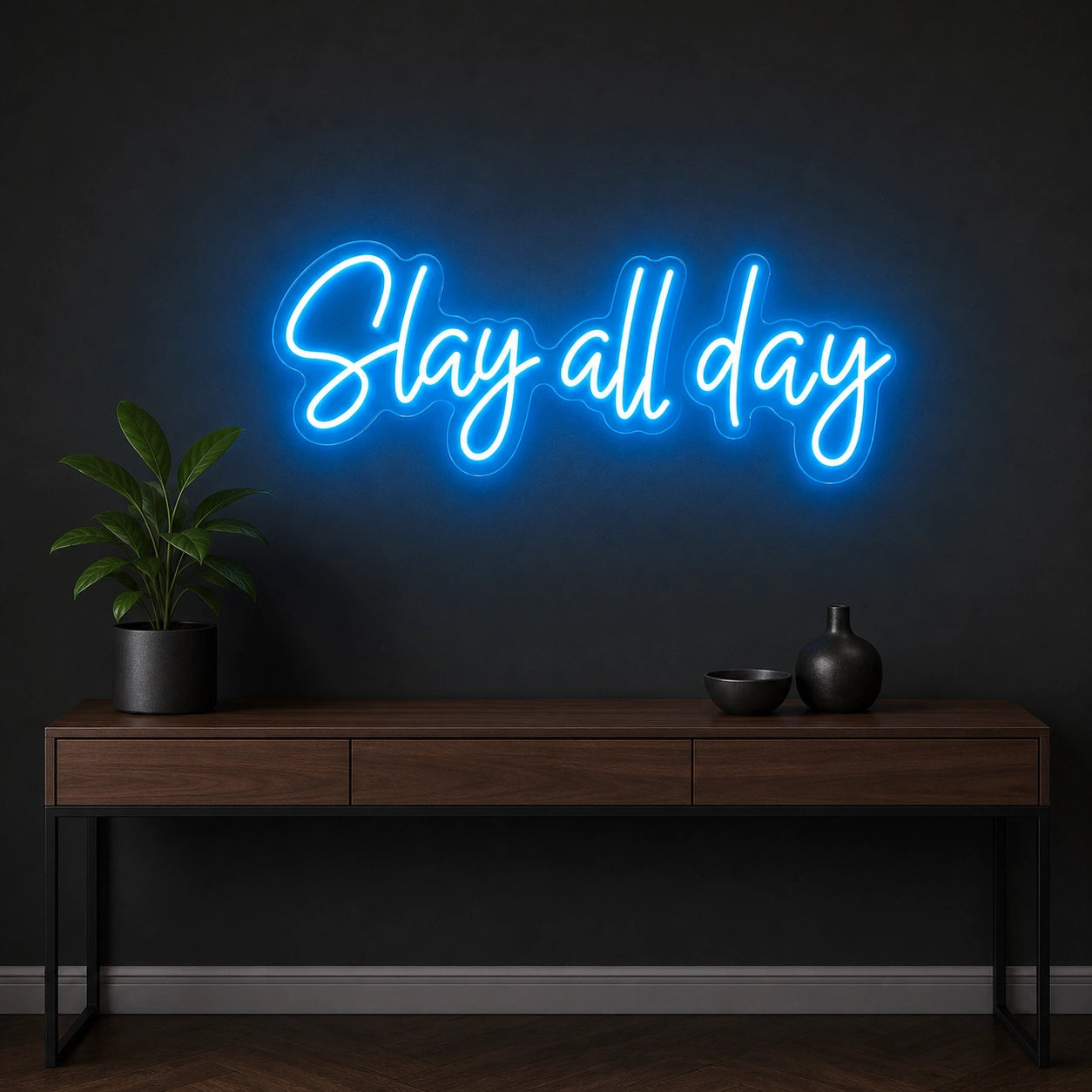 Slay All Day Wall Decor LED Neon Sign Garage Man Cave Neon Sign size image