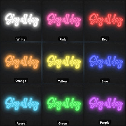 Slay All Day Wall Decor LED Neon Sign Garage Man Cave Neon Sign color grid