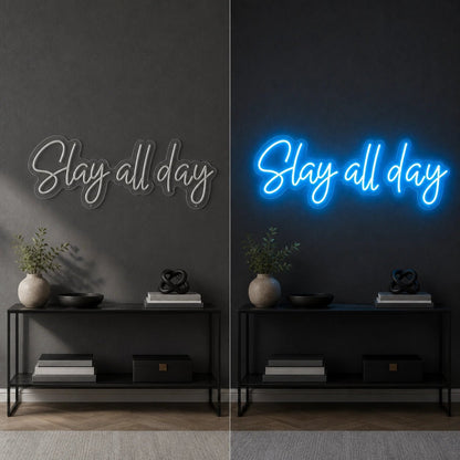 Slay All Day Wall Decor LED Neon Sign Garage Man Cave Neon Sign - Shineneon