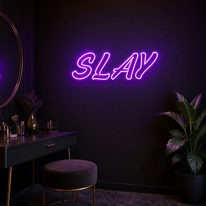 Slay LED Neon Sign Garage Man Cave Neon Sign real lifestyle scene