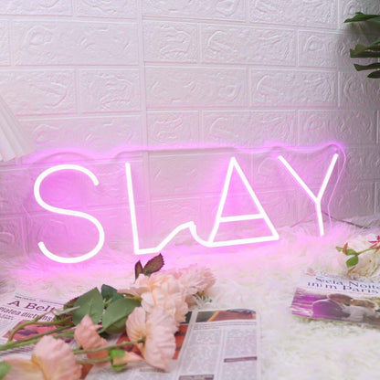 Slay Pink Led Neon Sign Fempowering And Bold Spaces - Shineneon