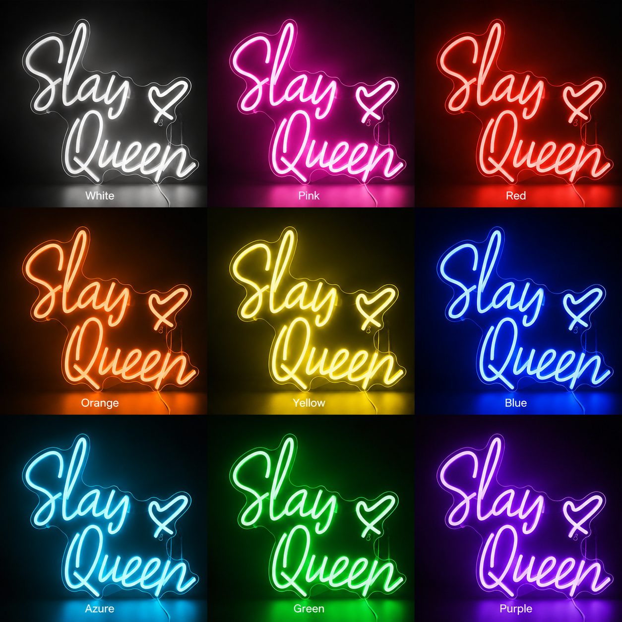 Slay Queen LED Neon Sign - 05 Color Grid