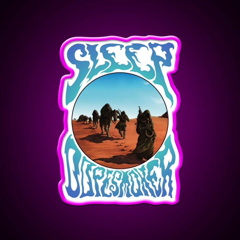Sleep Stoner Metal Band Album Cover Dopesmoker Green Leaf Led Neon Sign Rgb Color - Neon sign mounted on wall in room