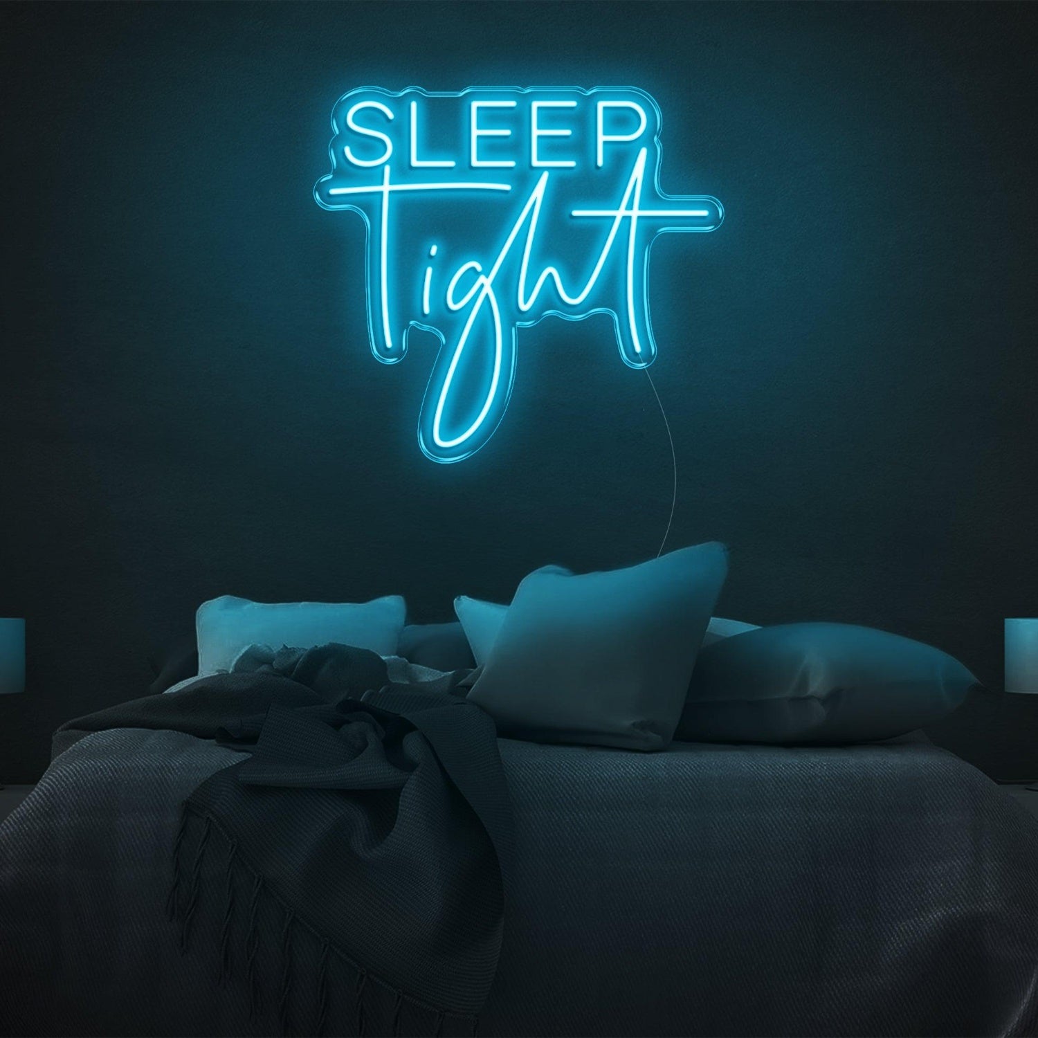 Sleep Tight Cyan Modern-Playful Led Neon Sign Bedroom Wall Art | Shineneon