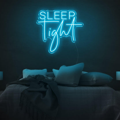 Sleep Tight Cyan Modern-Playful Led Neon Sign Bedroom Wall Art | Shineneon