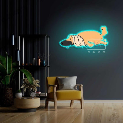 Sleeping Afghan Hound Teal And Orange Led Neon Sign For Modern Home Decor | Shineneon