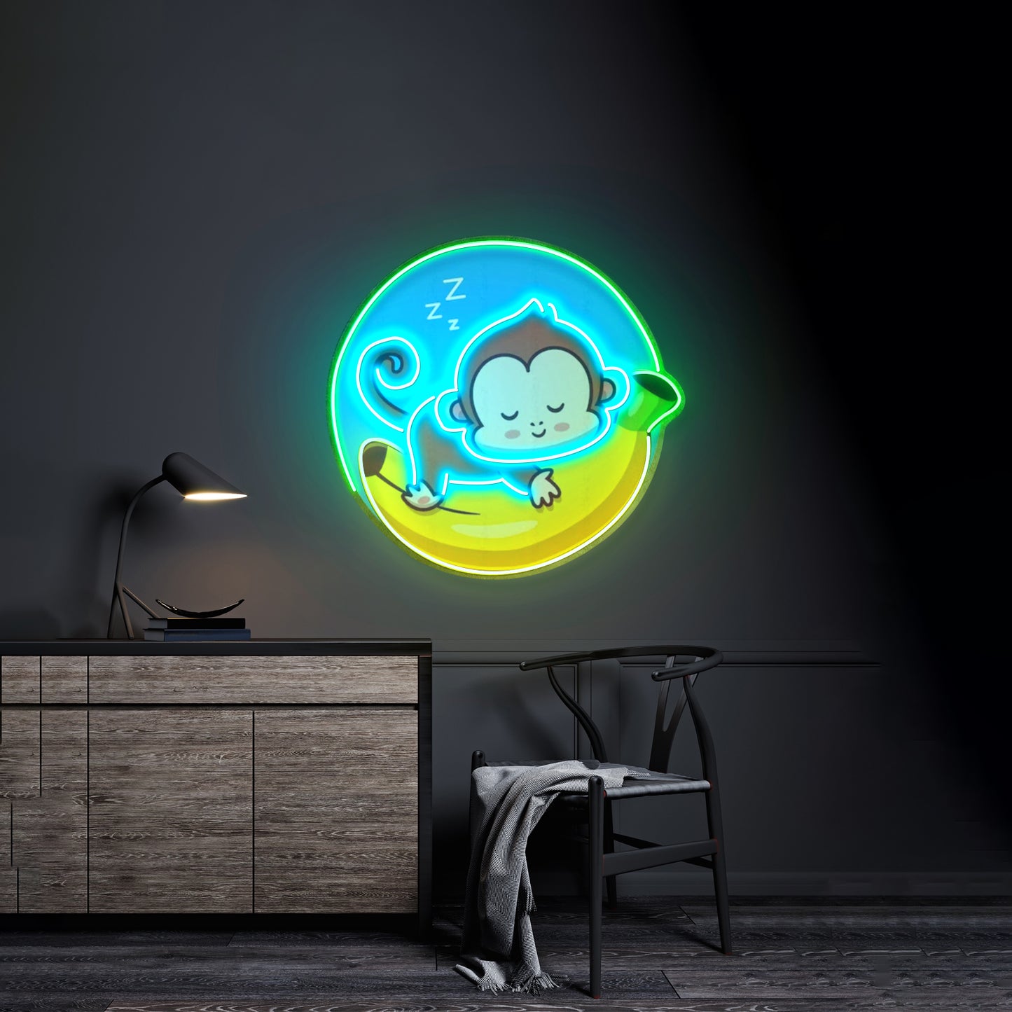 Sleeping Monkey Custom Led Signs Artwork For Sale