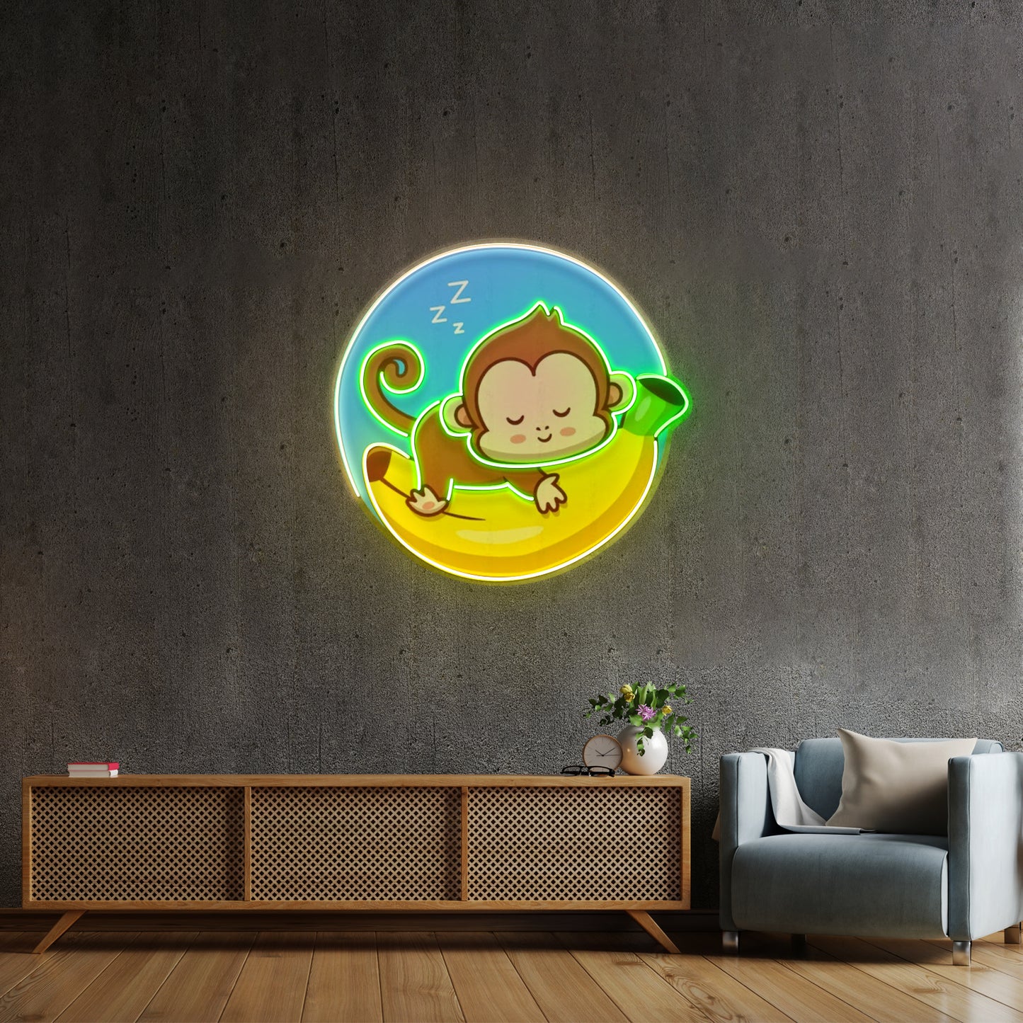 Sleeping Monkey Custom Led Signs Artwork For Sale