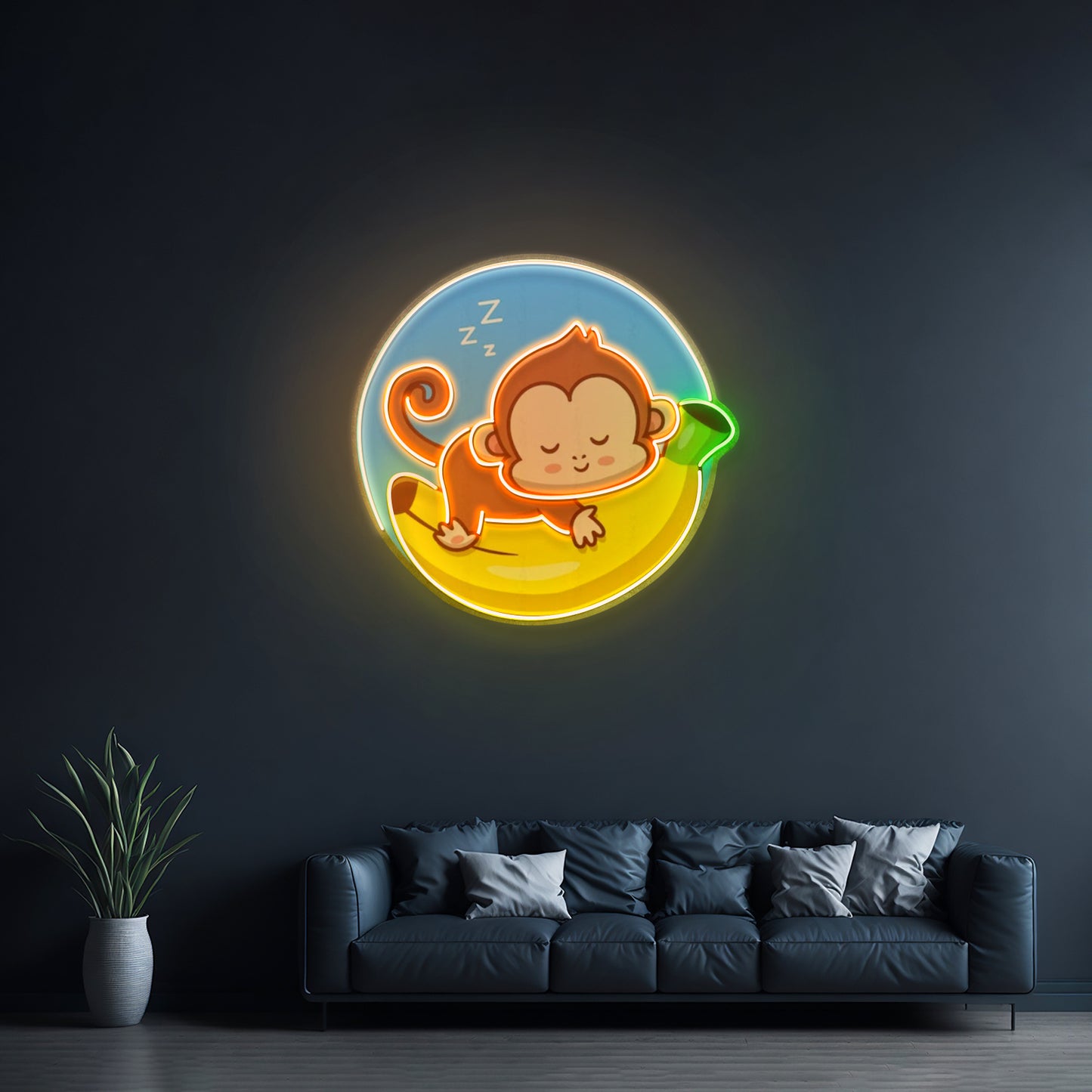 Sleeping Monkey Custom Led Signs Artwork For Sale