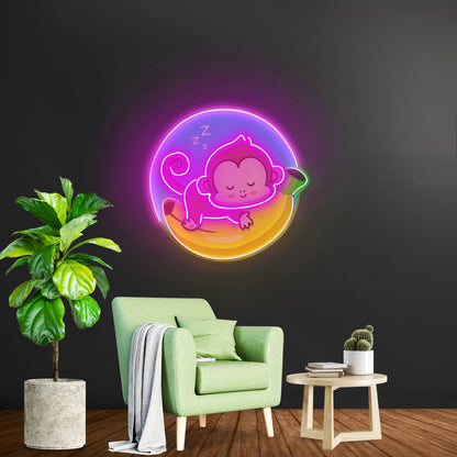 Sleeping Monkey Custom Led Signs Artwork For Sale