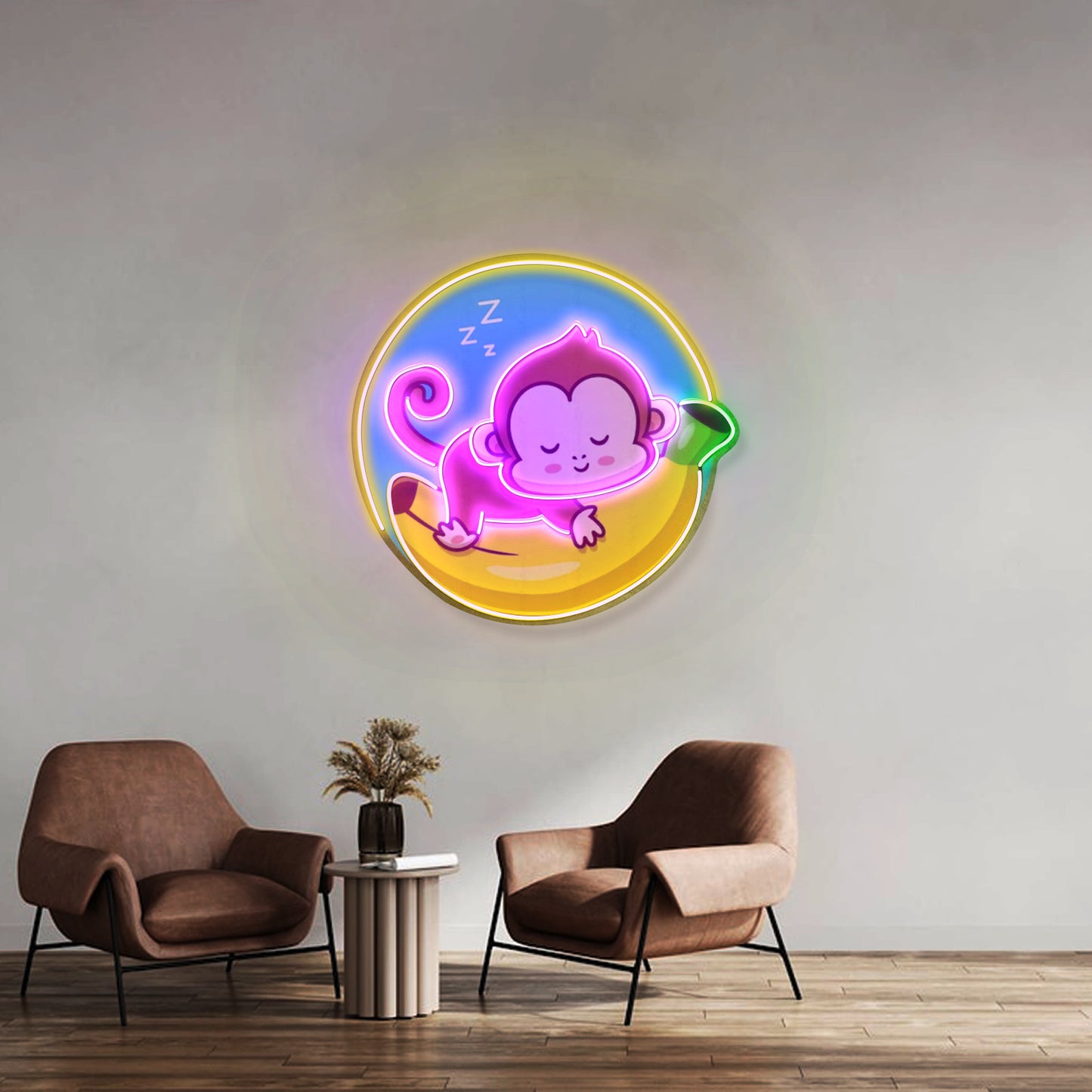 Sleeping Monkey Custom Led Signs Artwork For Sale