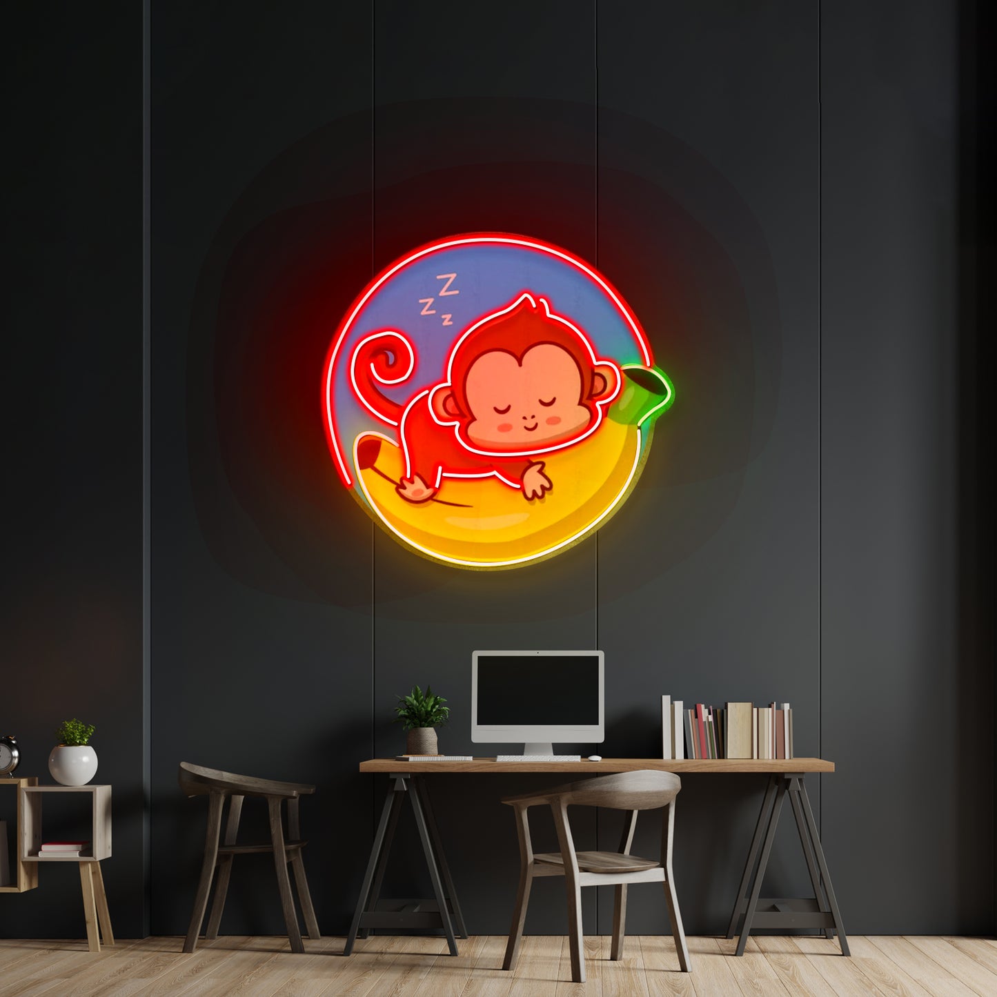 Sleeping Monkey Custom Led Signs Artwork For Sale