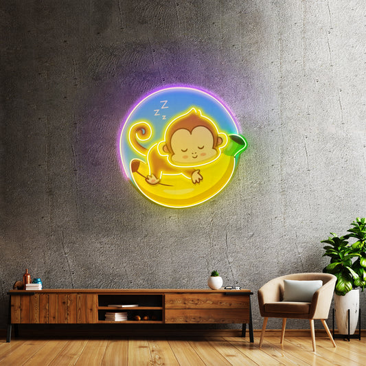 Sleeping Monkey Custom Led Signs Artwork For Sale