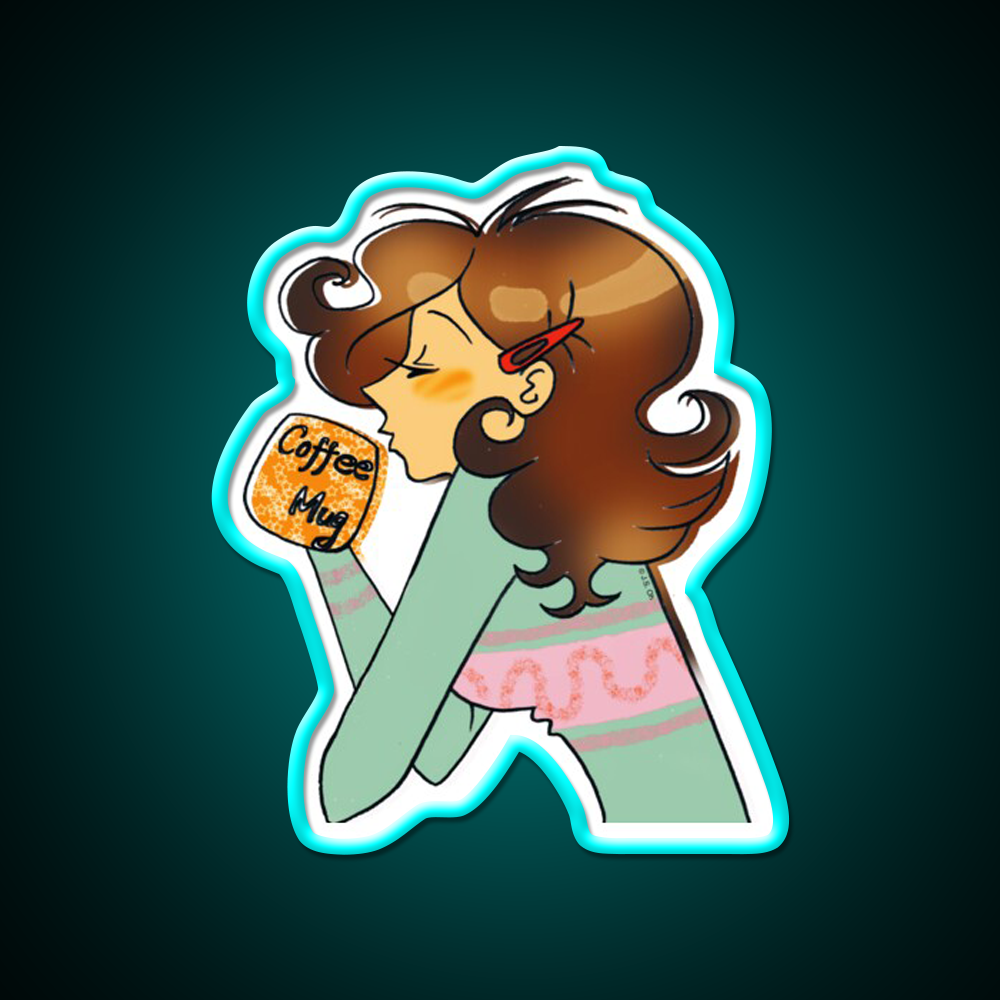 Sleepy Coffee Girl Morning Vibes Cafe Led Neon Sign Espresso Bar Art Rgb Color