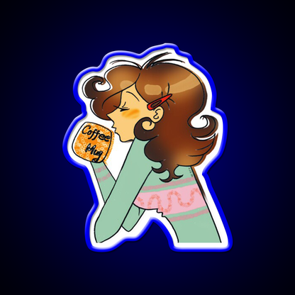 Sleepy Coffee Girl Morning Vibes Cafe Led Neon Sign Espresso Bar Art Rgb Color