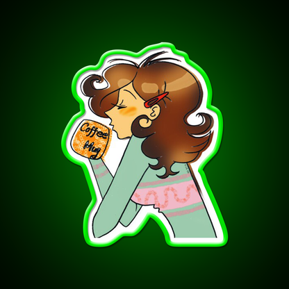 Sleepy Coffee Girl Morning Vibes Cafe Led Neon Sign Espresso Bar Art Rgb Color