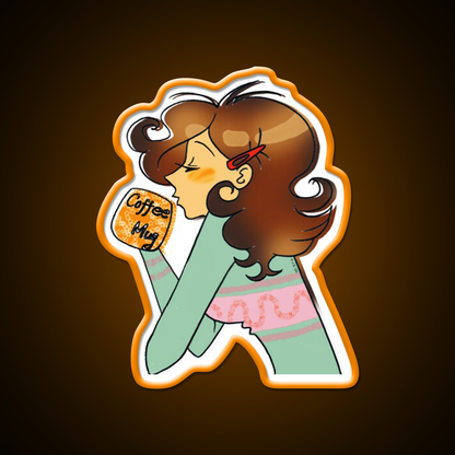 Sleepy Coffee Girl Morning Vibes Cafe Led Neon Sign Espresso Bar Art Rgb Color