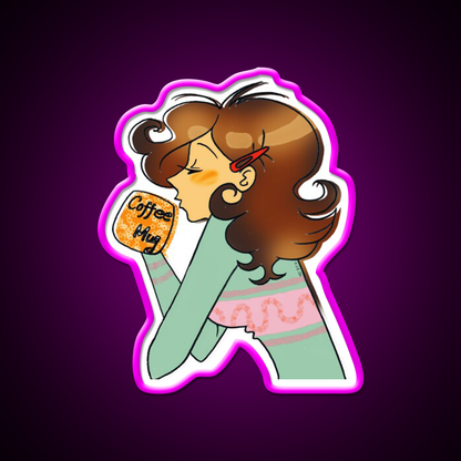 Sleepy Coffee Girl Morning Vibes Cafe Led Neon Sign Espresso Bar Art Rgb Color