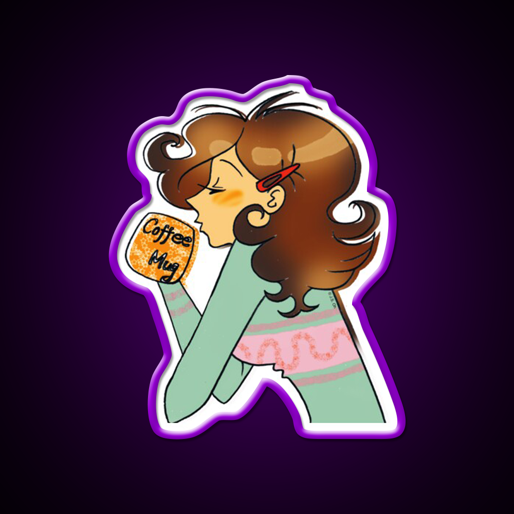 Sleepy Coffee Girl Morning Vibes Cafe Led Neon Sign Espresso Bar Art Rgb Color